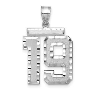 14k White Gold, Varsity Collection, Large D/C Pendant, Number 19
